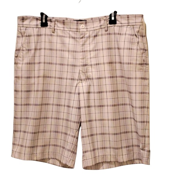Kirkland Plaid Golf Shorts Flat Front Casual Lightweight - Picture 1 of 8